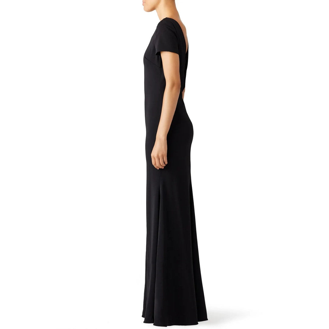 Badgley Mischka Black Cascade Gown in Size 0