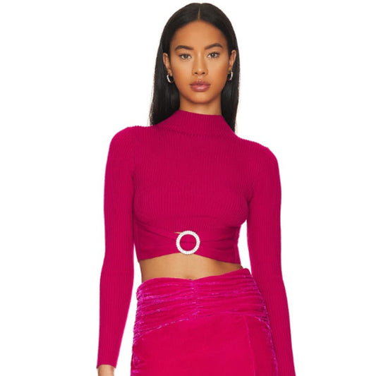 Lovers and Friends Odilia Turtleneck Knit Top in Magenta NWOT Size Small