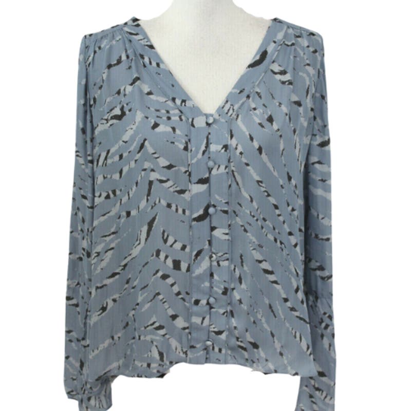 Parker Oriana Button Front Silk Blouse in Artic Tiger NWT Size Small