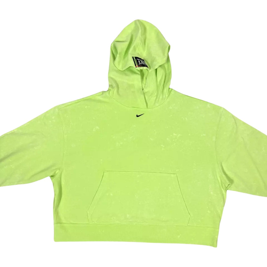 Nike Neon Green Cropped Acid Wash Hoodie NWT Size XS