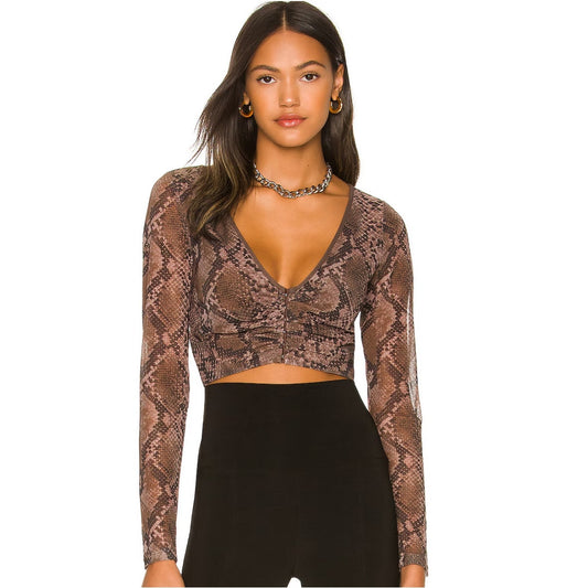 Revolve h:ours Minju Long Sleeve Top in Acid Snake NWT Size Small