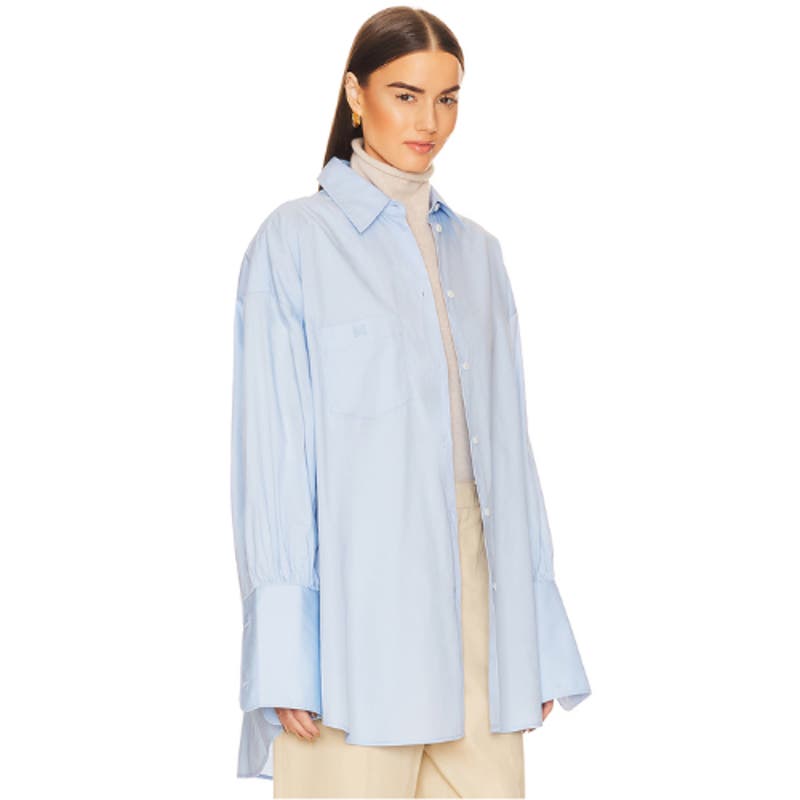 Helsa Cotton Poplin Oversized Shirt in Sky Blue NWT One Size