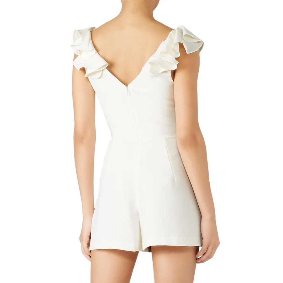 Amanda Uprichard Gimlet Short Romper in Ivory Size Small