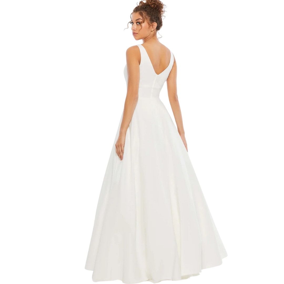 MacDuggal White Ball Gown Wedding Dress Minimalist NWT Size 14