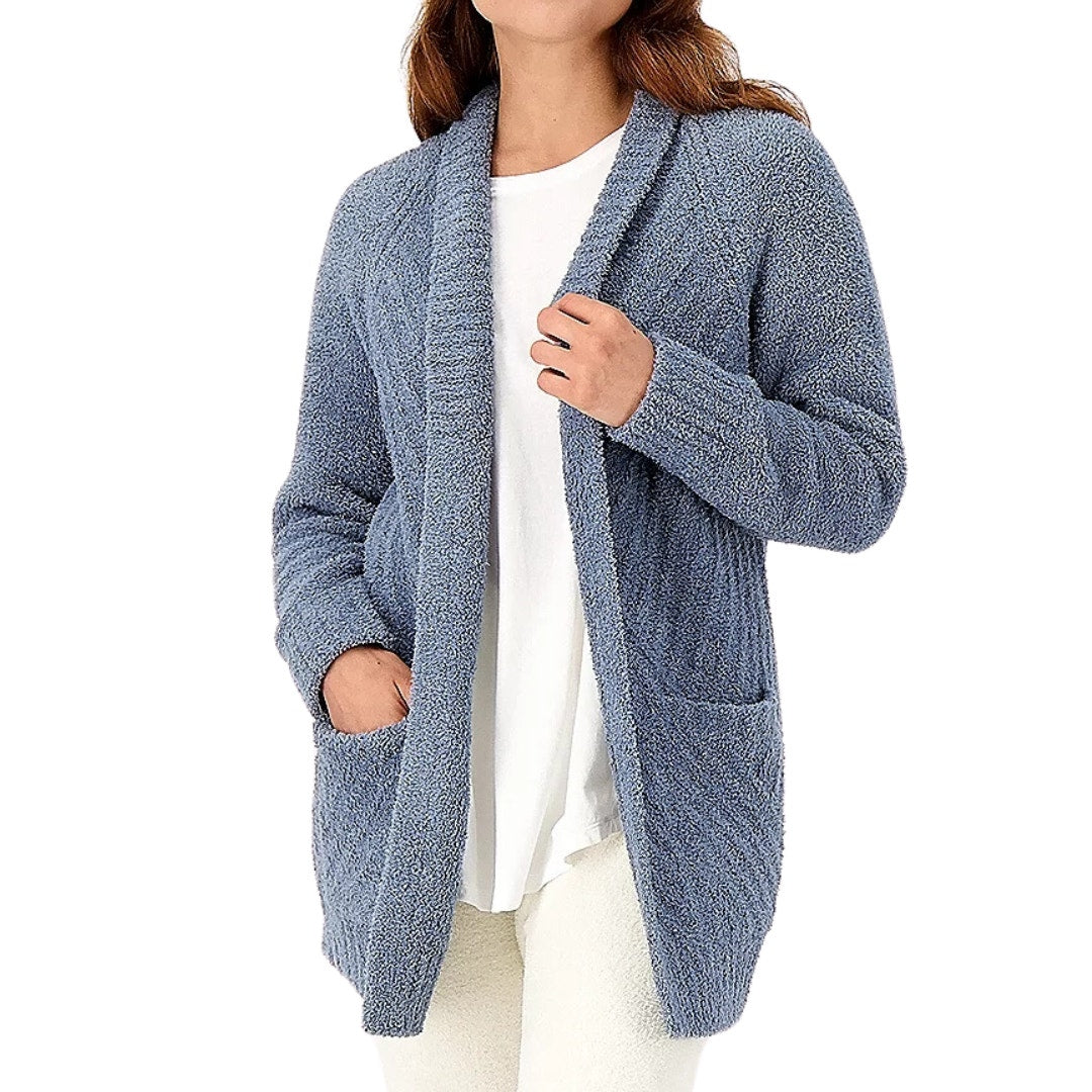 Barefoot Dreams CozyChic Directional Ribbed Cardigan Blue Mirage NEW Size 1X