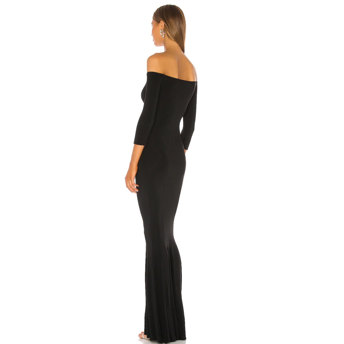 Norma Kamali Off the Shoulder Fishtail Gown in Black NWOT Size Small