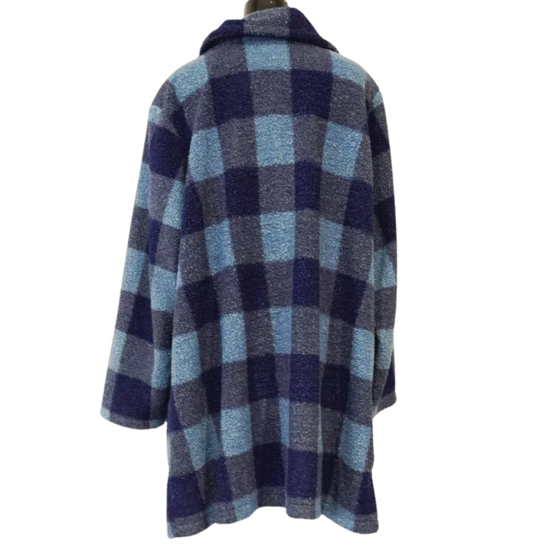 Joan Rivers Petite Buffalo Check Sherpa in Indigo NEW Size 3X