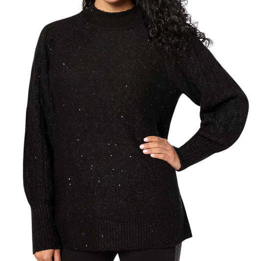 Jingle Belles by Kim Gravel Sparkling Sequin Mock Neck Sweater Size Small