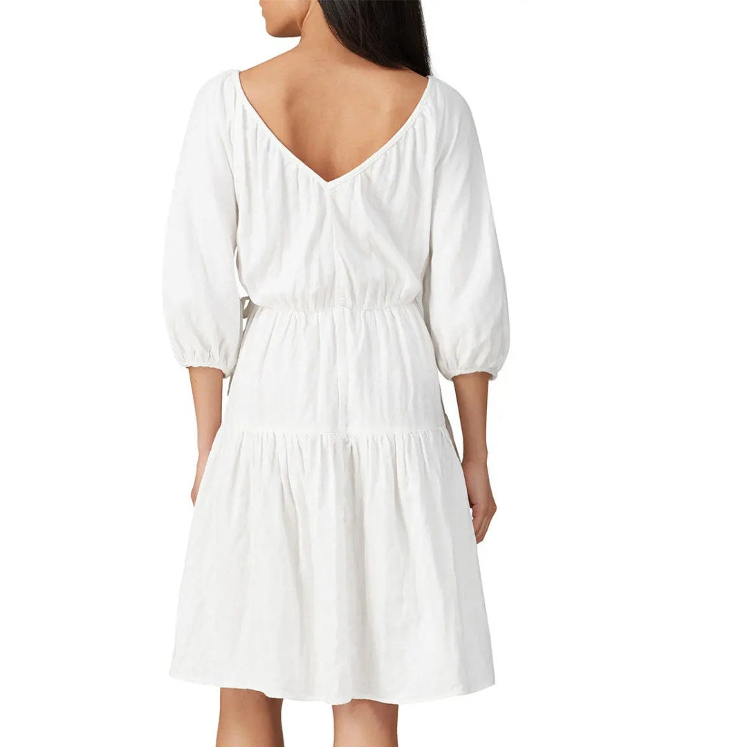 Love, Whit by Whitney Port White Puff Sleeve Wrap Dress Size XS