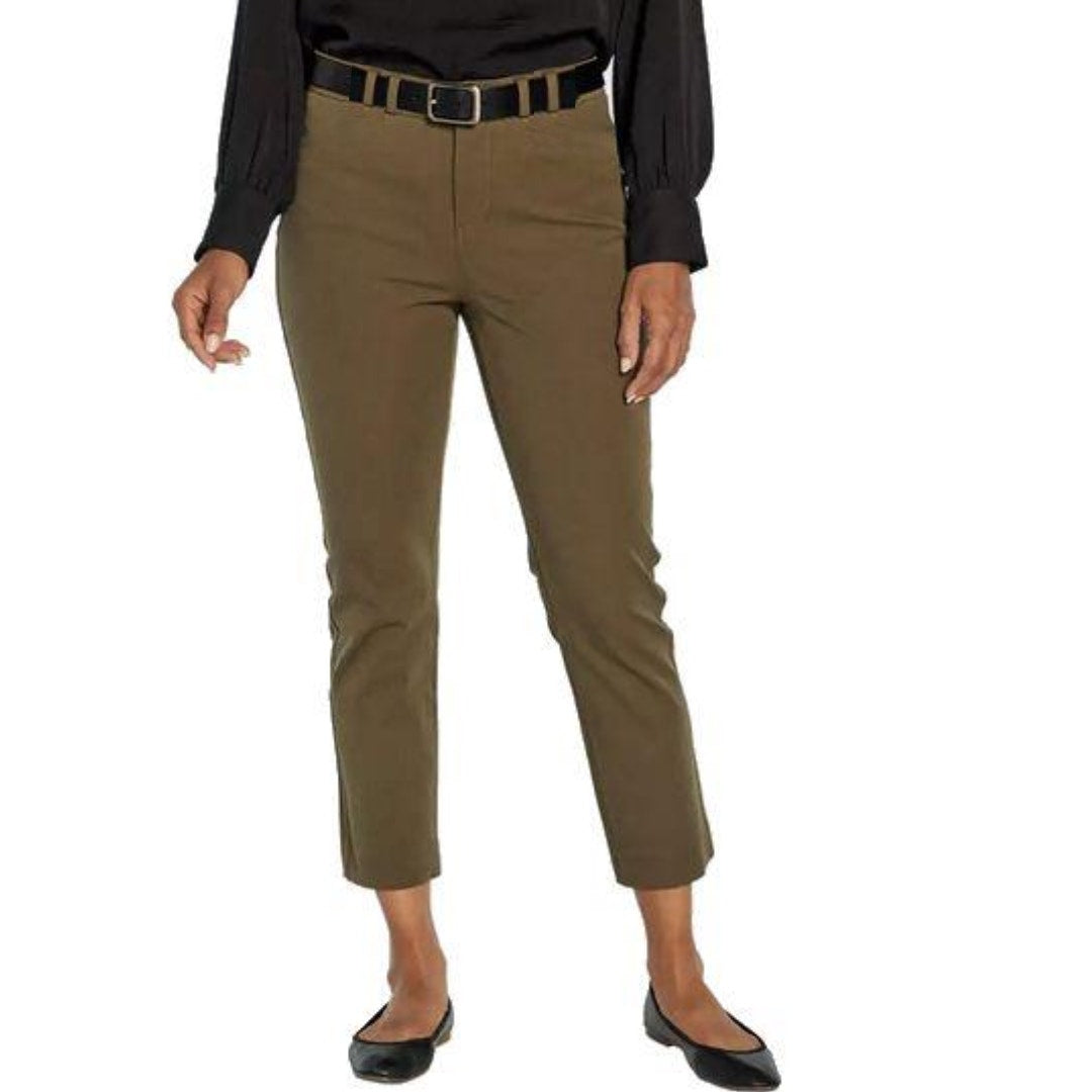 Banana Republic The Martin Fit Chambray Cropped Pant in Spiced Olive 4