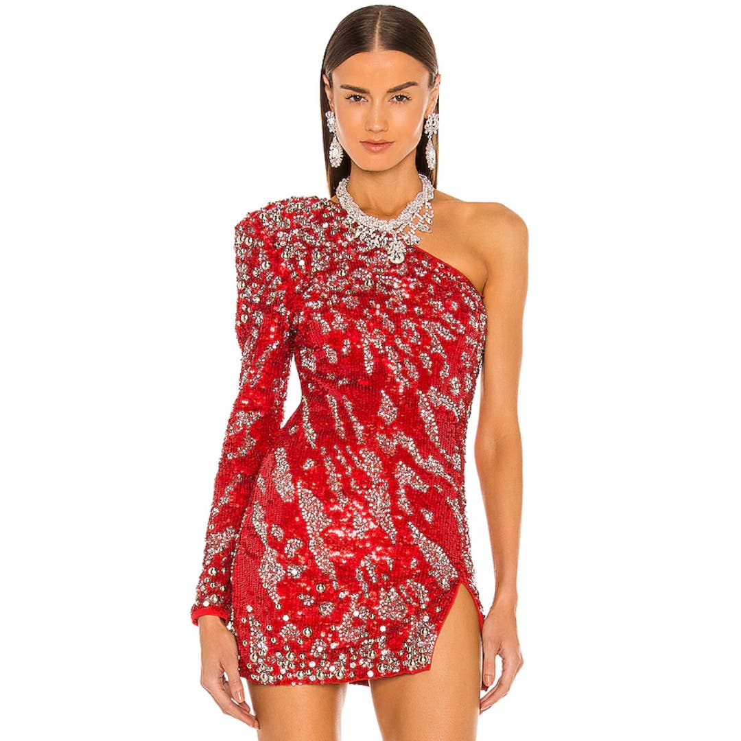 DUNDAS x REVOLVE Jett Embellished Mini Dress in Red NWT Size Medium