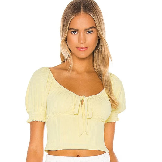 Lovers and Friends Diani Crop Top in Canary Yellow NWT Size Small