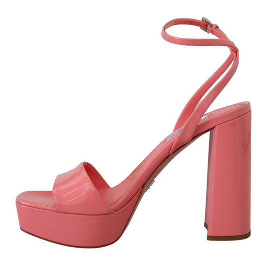 Prada Pink Patent Sandals Ankle Strap Heels Sandal EU38.5  US 8 Pink