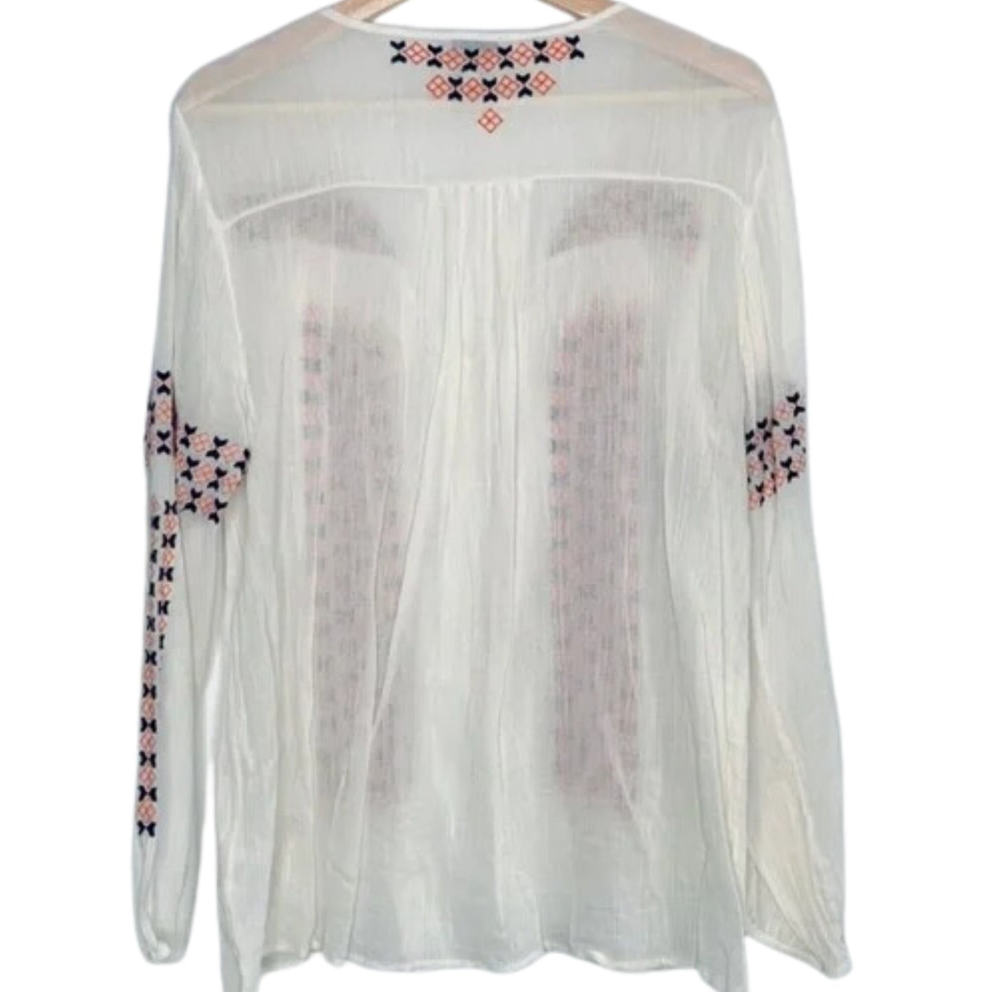 Joie Nira Geo Boho Embroidery Top Off White Size Small