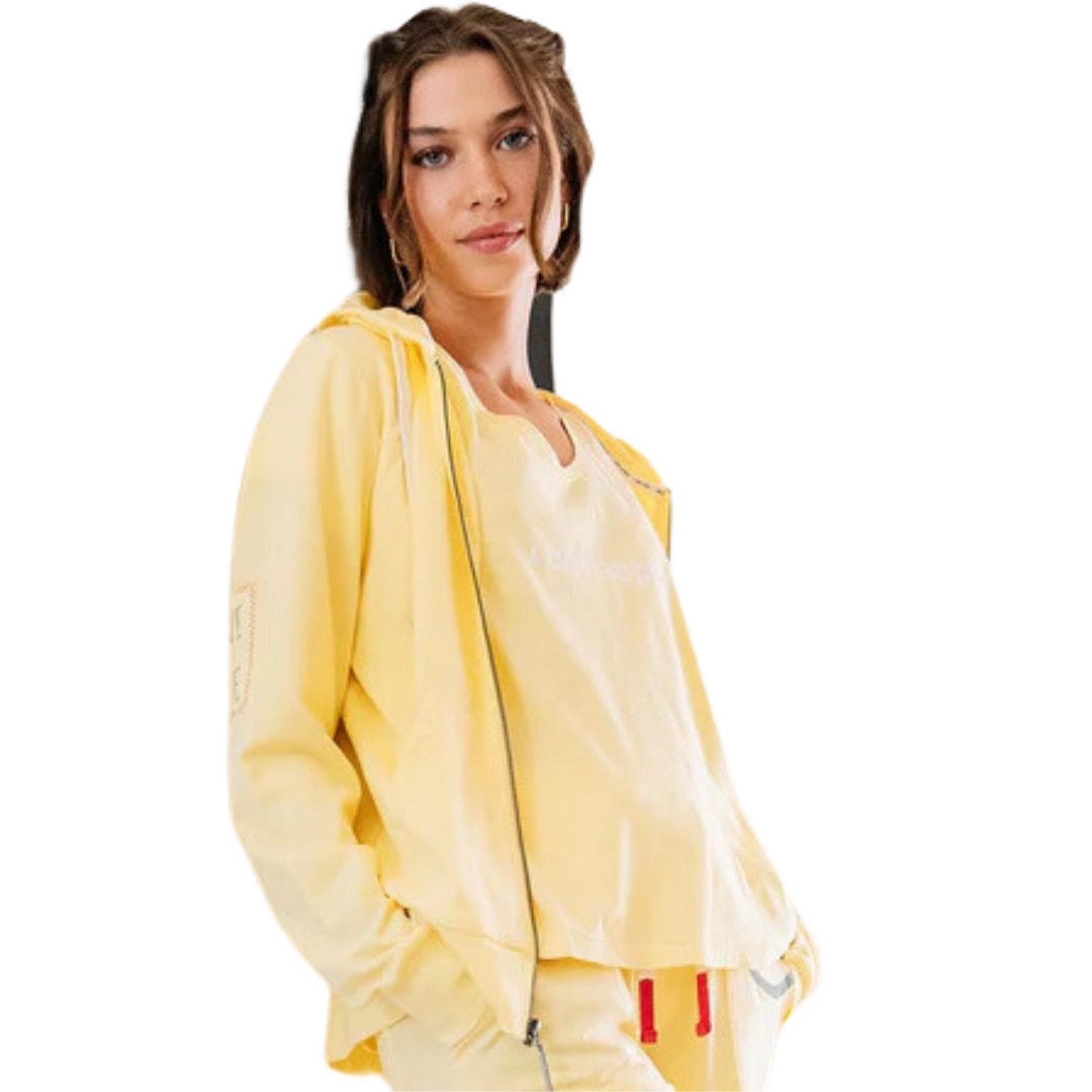 Peace Love World Love 2 Love Light Zip-Up Graphic Hoodie in Banana New 3X