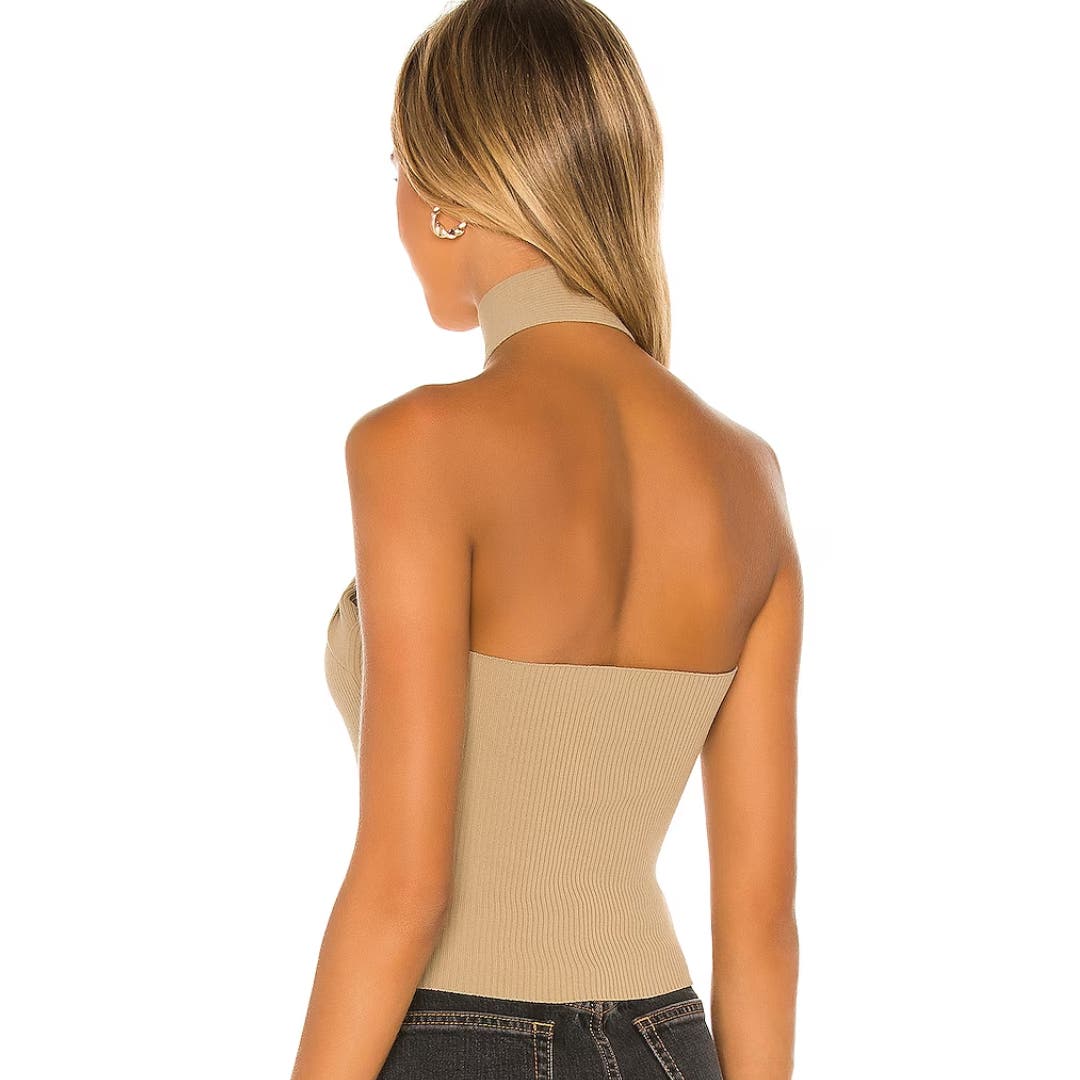 NBD Yvette Halter Top in Taupe NWT Size Small