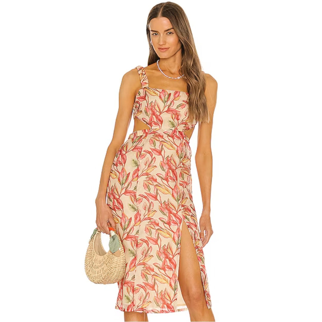 Lovers and Friends Bosworth Midi Dress in Emory Tropical Print NWT Small