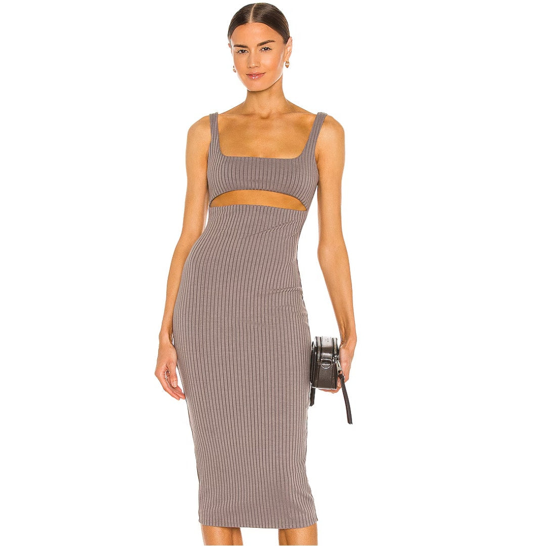 Revolve H:ours Dahlia Midi Dress in Charcoal NWT Size Small