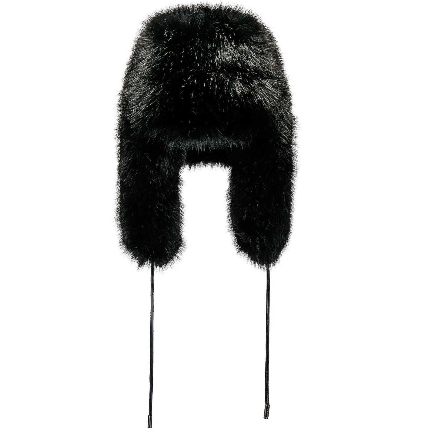 Adrienne Landau Faux Fox Trapper Hat in Black NWT Size ONE SIZE