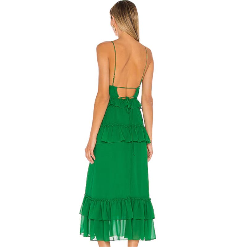 Lovers + Friends Brexley Midi Dress in Viridian Green NWT Size Small