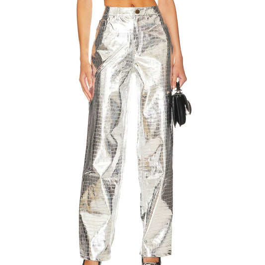 AFRM Marshall Pants in Metallic Silver NWT Size 28