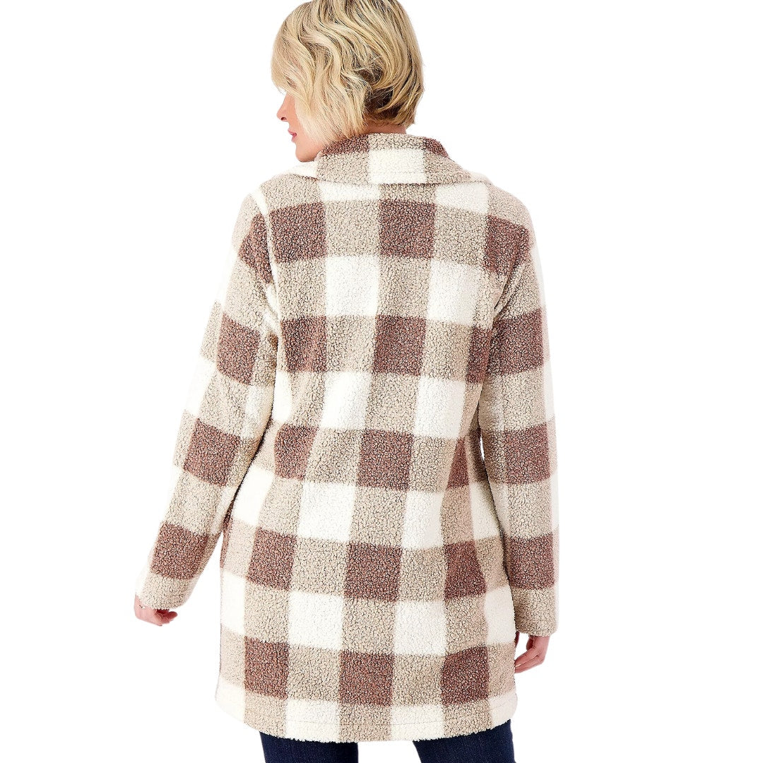 Joan Rivers Petite Buffalo Check Sherpa in Indigo NEW Size 3X