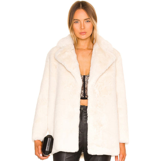 NBD Hayes Cream Faux Fur Coat NWT Size Small