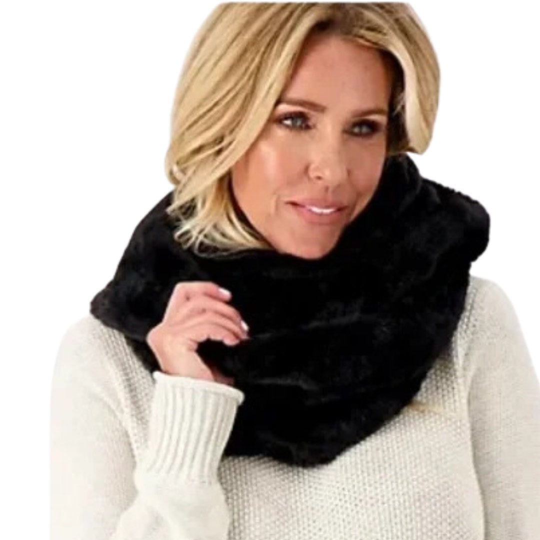 Nuage Faux Fur Infinity Scarf in Black NEW One Size