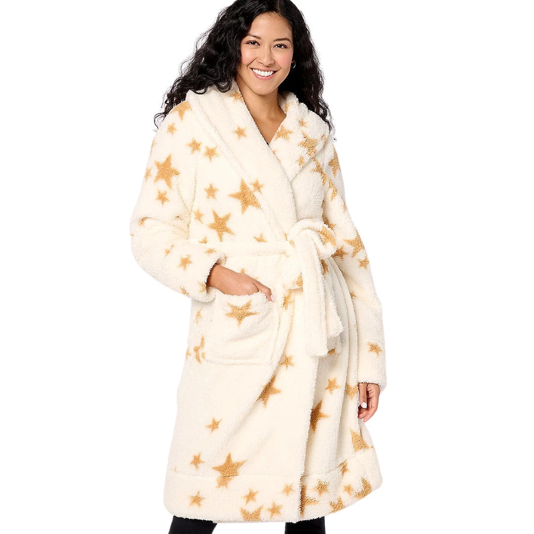 Berkshire Homewear Wellsoft Shawl Collar Robe in Cream Star NWT Size M