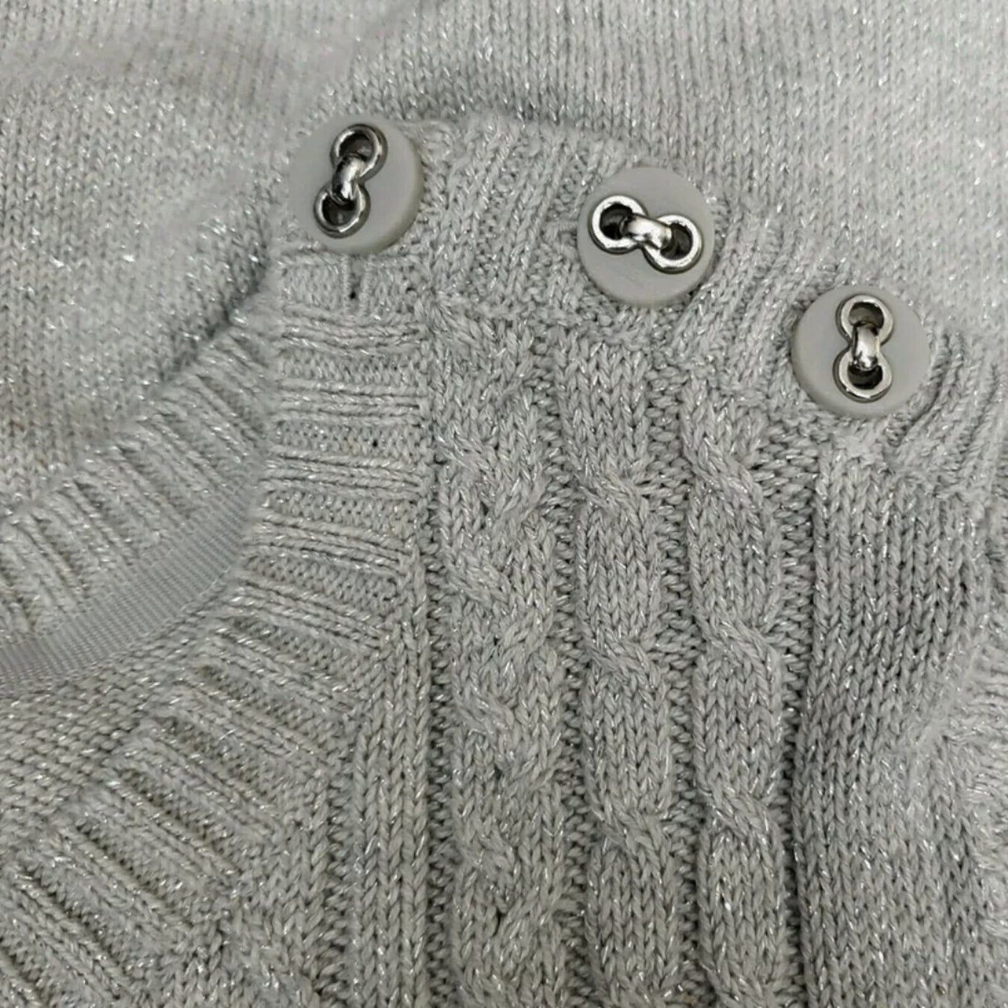 Charter Club Sweater Silver Tin Gray Metallic Cable Knit Pullover NWT 1X