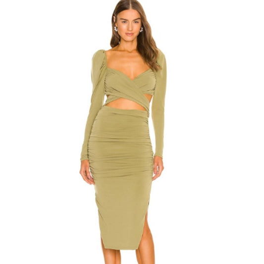 Majorelle Darla Midi Dress in Olive Green NWOT Size Small