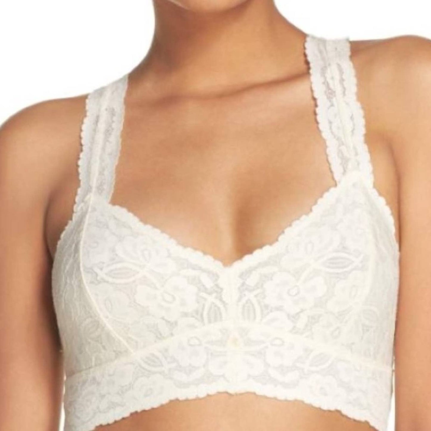 Free People Galloon Lace Racerback Bra in White NWT Brand New