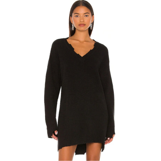 NBD Evie Distressed Knit Mini Dress in Black NWT Size Small