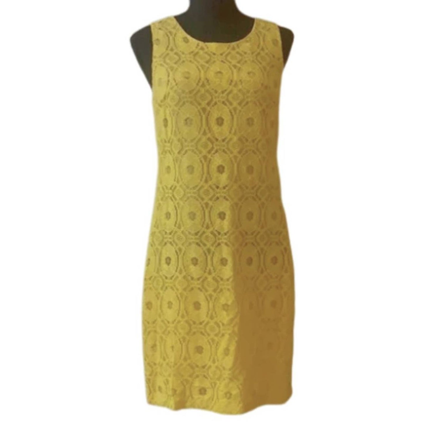 Nine West Lace Sheath Sleeveless Dress Lemon Drop Yellow NWT Size 6