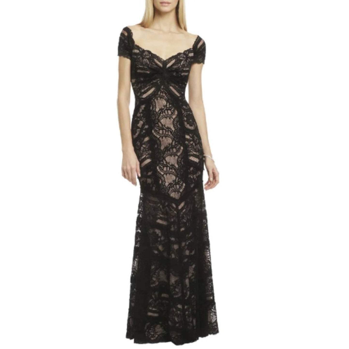 Nicole Miller Tempted by You Gown in Black and Nude Size 8