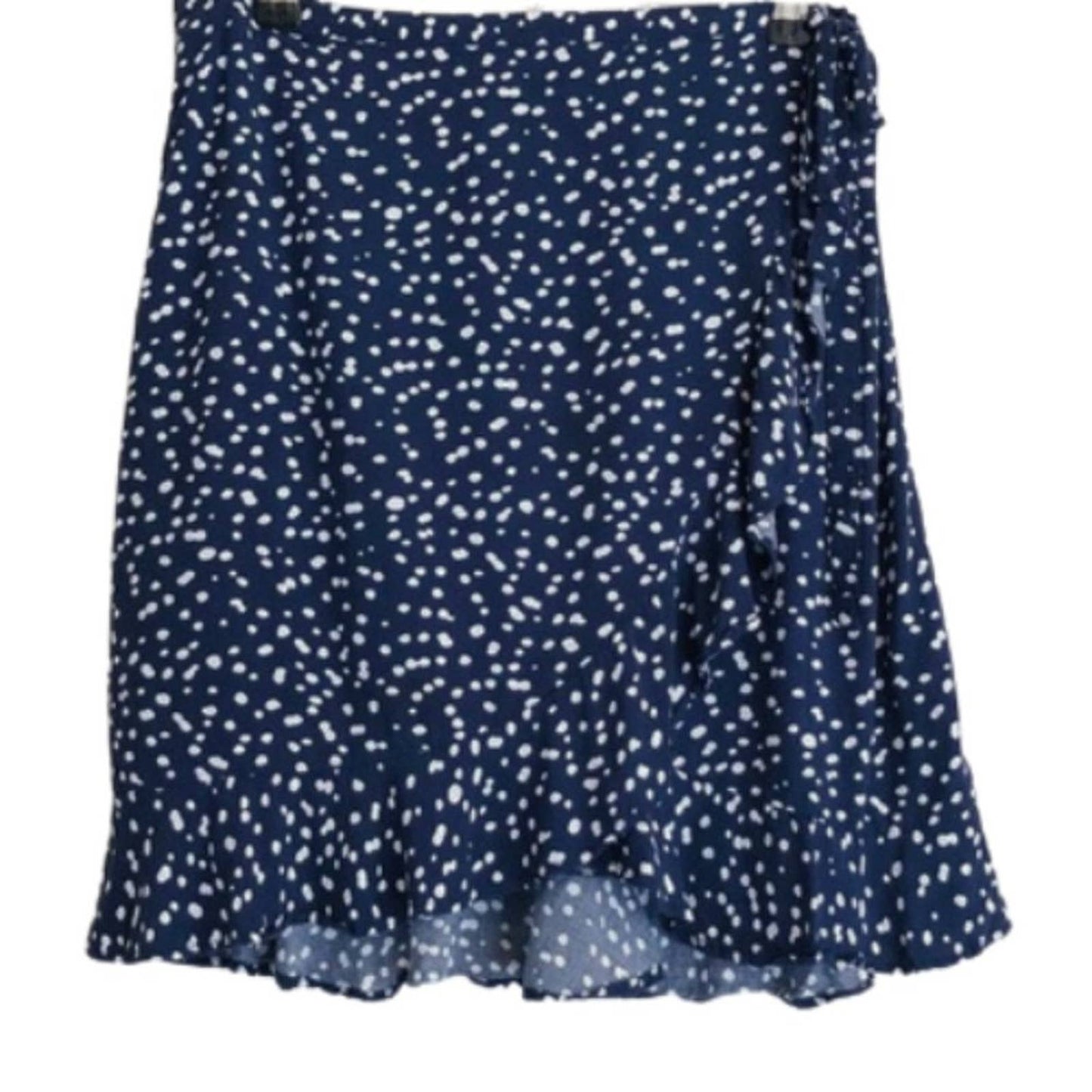 J.Crew Mercantile Navy Blue Dotted Ruffle Wrap Skirt NWT Size XS