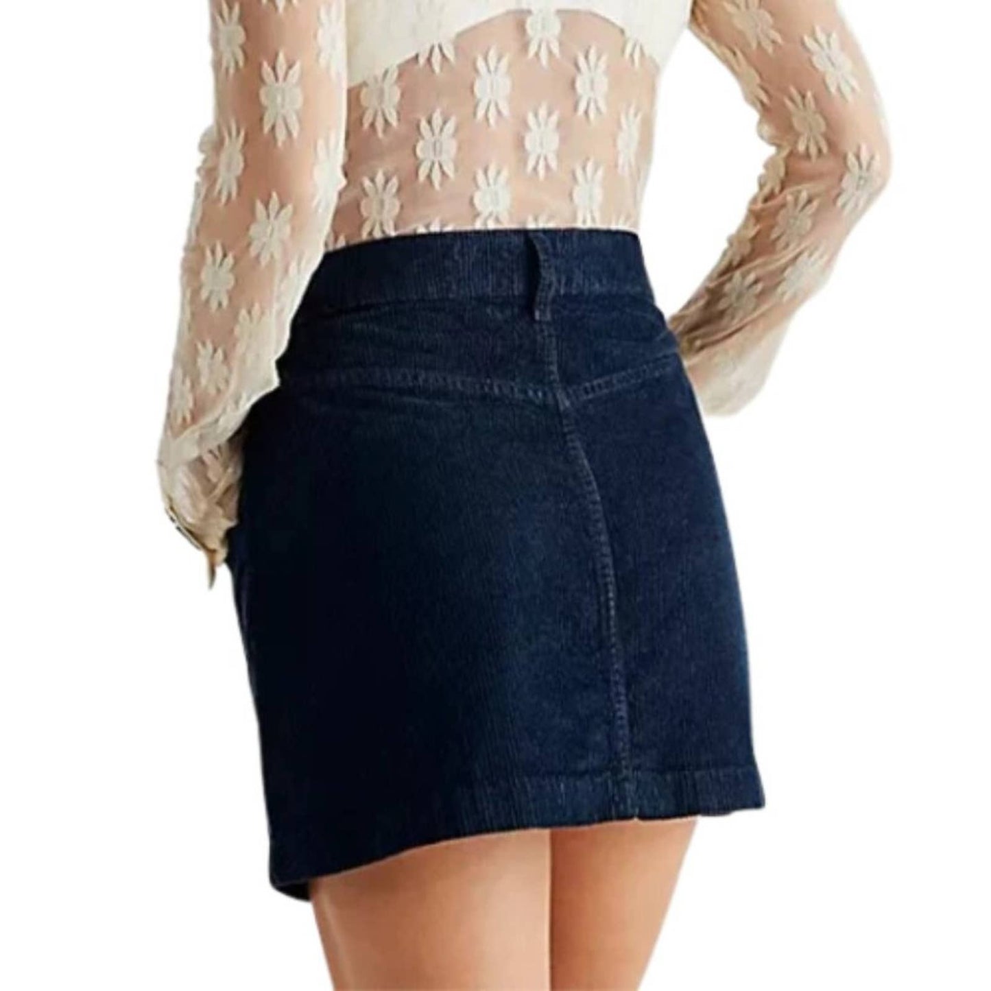 Free People Ray Cord Mini Skirt in Ebony Blue NWT Size 0