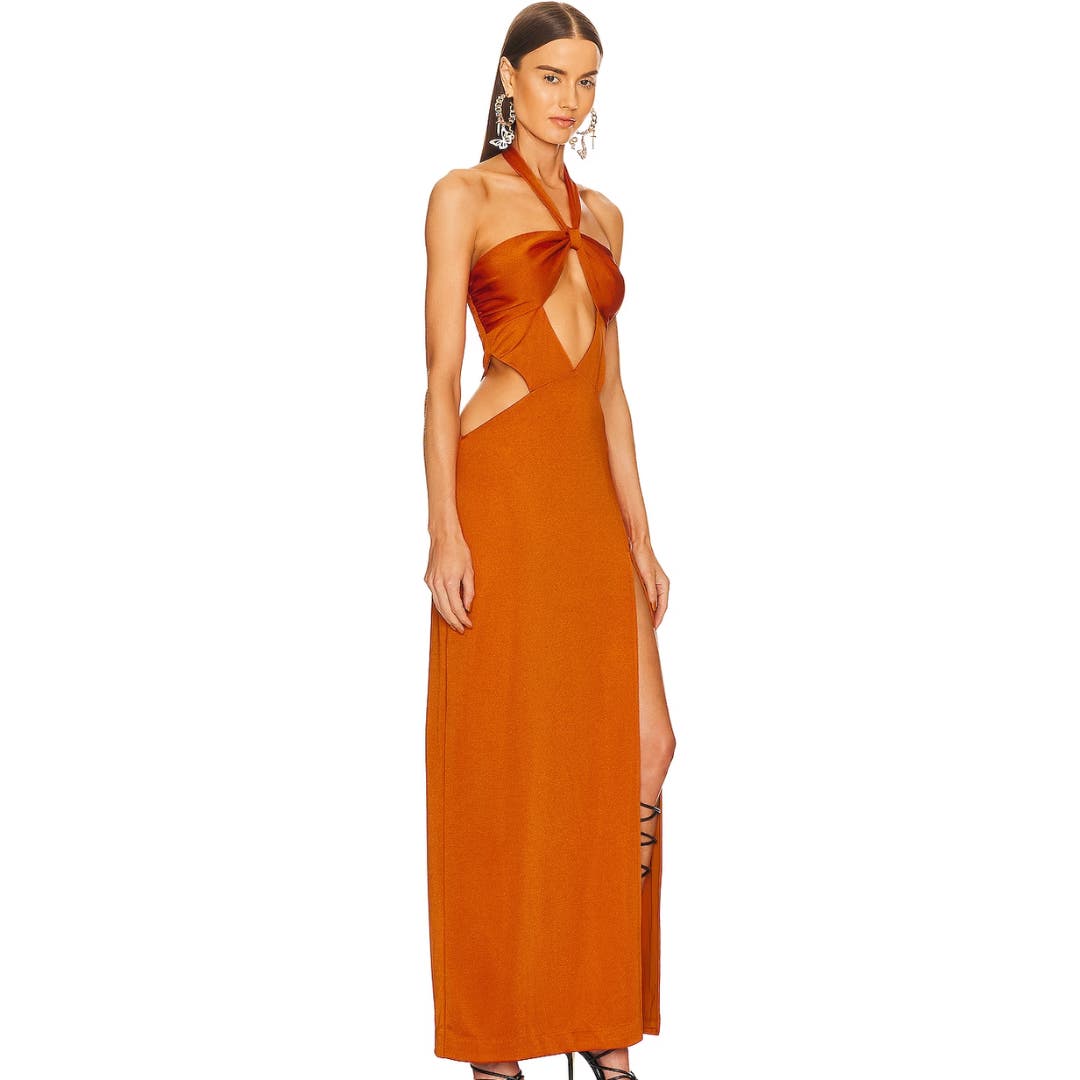 DUNDAS x REVOLVE Christy Maxi Dress in Toffee Brown NWT Size Medium