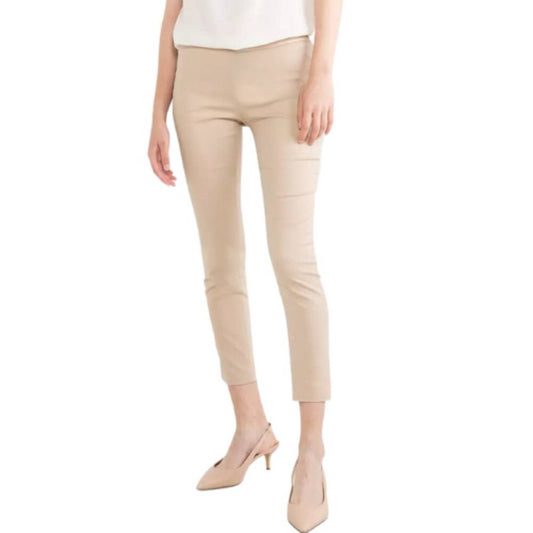 J McLaughlin Khaki Beige Tan Flat Front Side Zip Stretch Mid Rise Pants Size 10