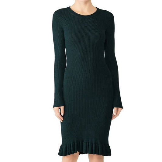 Anthropologie John + Jenn Knit Ribbed Green Sweater Dress Size Large