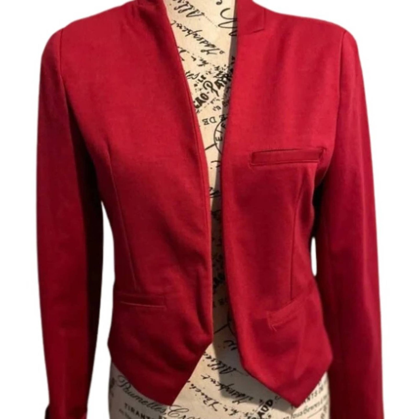 Cynthia Rowley Red Cropped No Collar Blazer EUC Size Medium