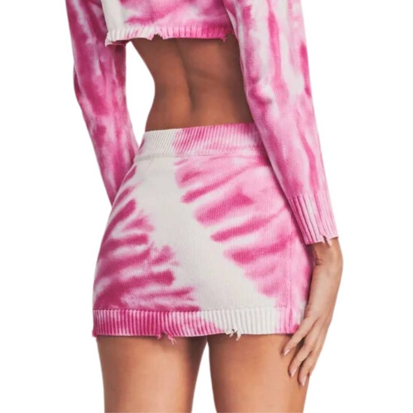 SER.O.YA Robin Tie Dye Mini Skirt in Pink Line NWT Size M