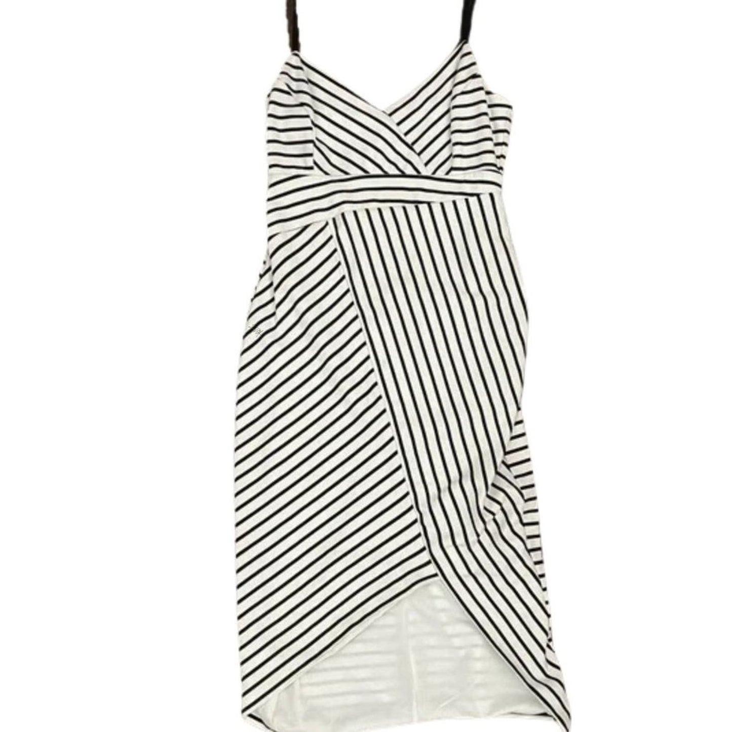 Revolve x Bardot Black and White Stripe Asymmetrical Stretch Sheath Dress Size 4