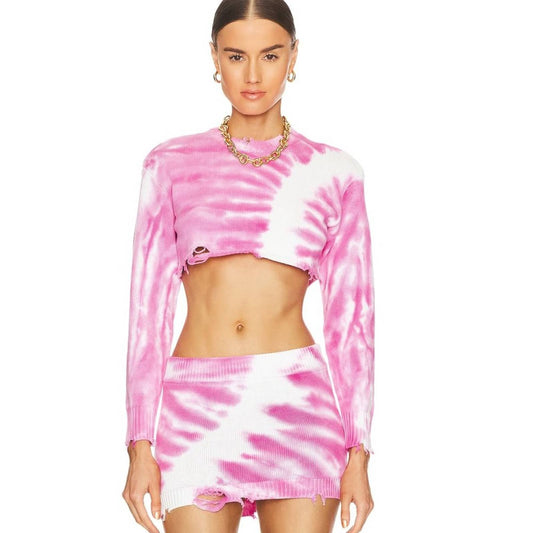 SER.O.YA Robin Tie Dye Mini Skirt in Pink Line NWT Size M