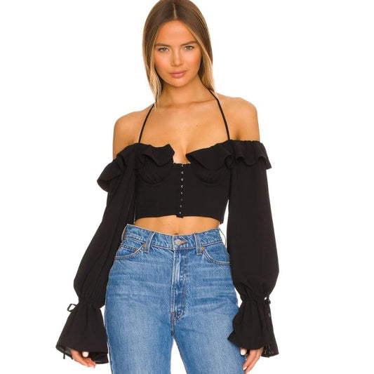 MAJORELLE Stefano Bustier Top in Black NWOT