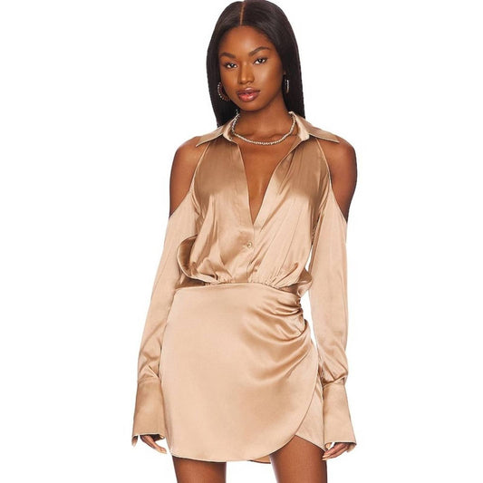 SER.O.YA Shea Silk Dress in Natural NWT Size Large