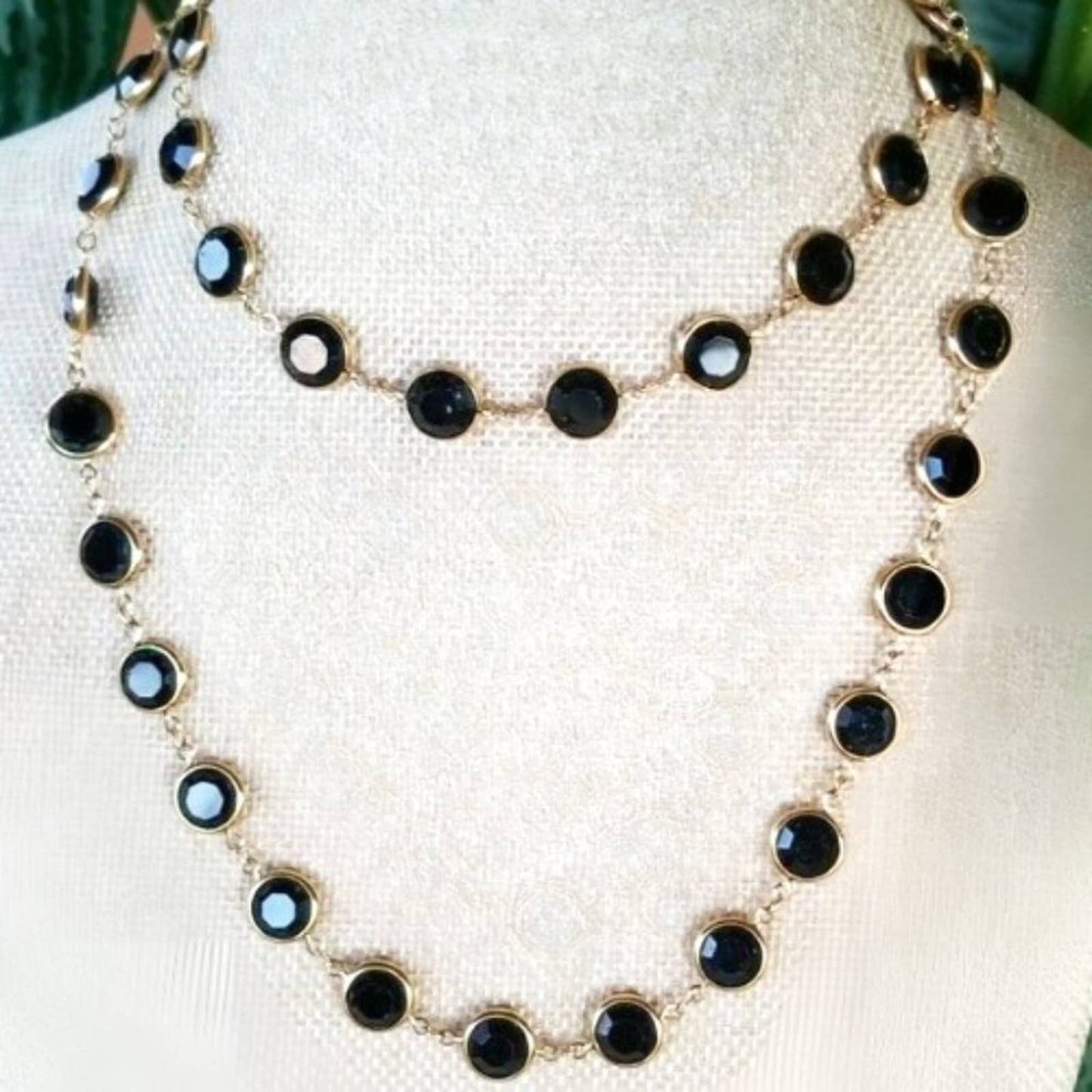 Chico's Black and Gold New Bezel 34 inch Necklace