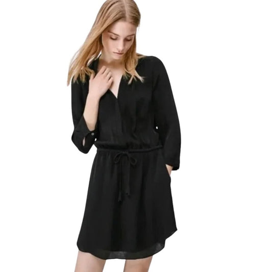 Babaton Black Aritzia Bennet Shirt Dress in Black Excellent Condition Si…