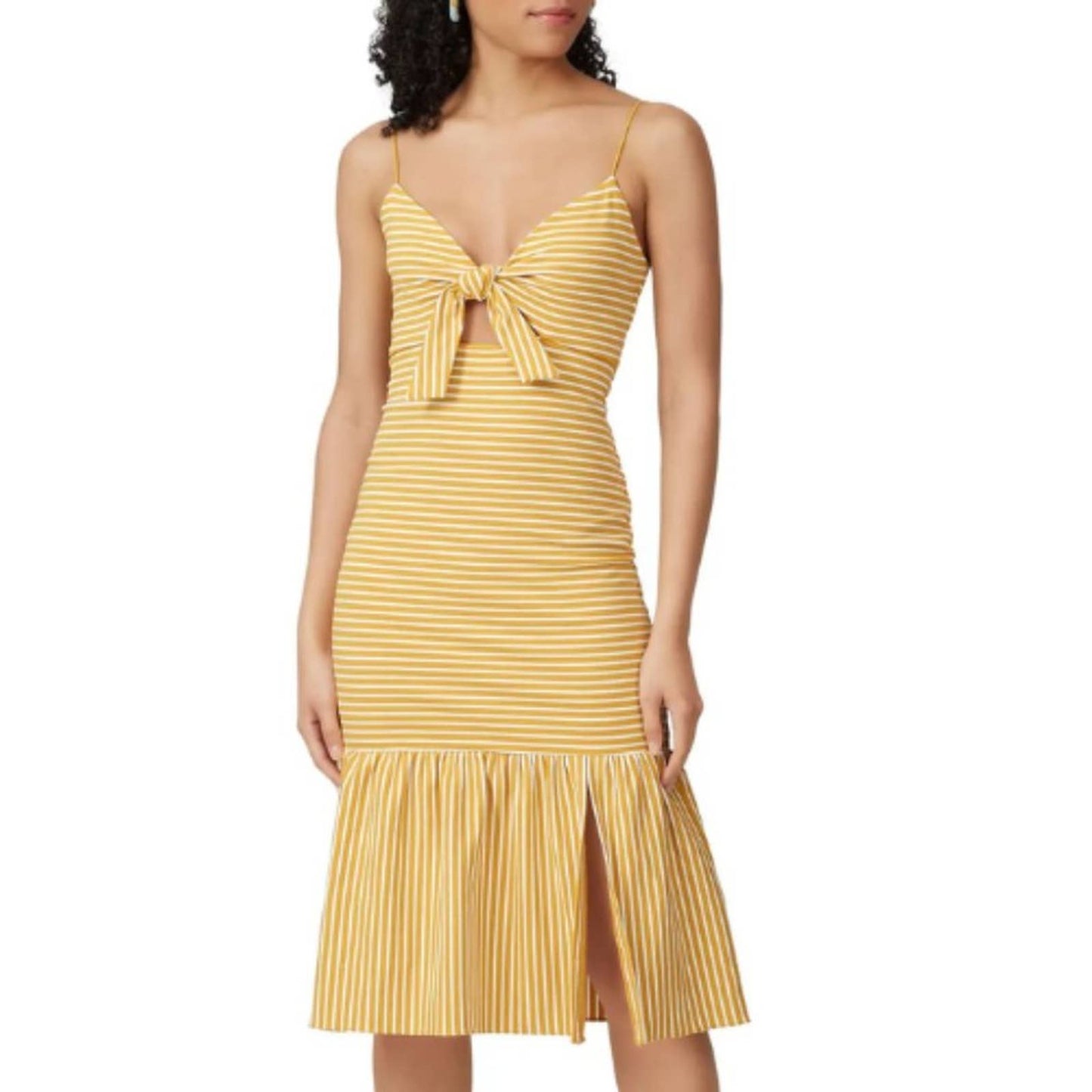 Saylor Doris Dress in Golden Yellow and White Stripe Size Small