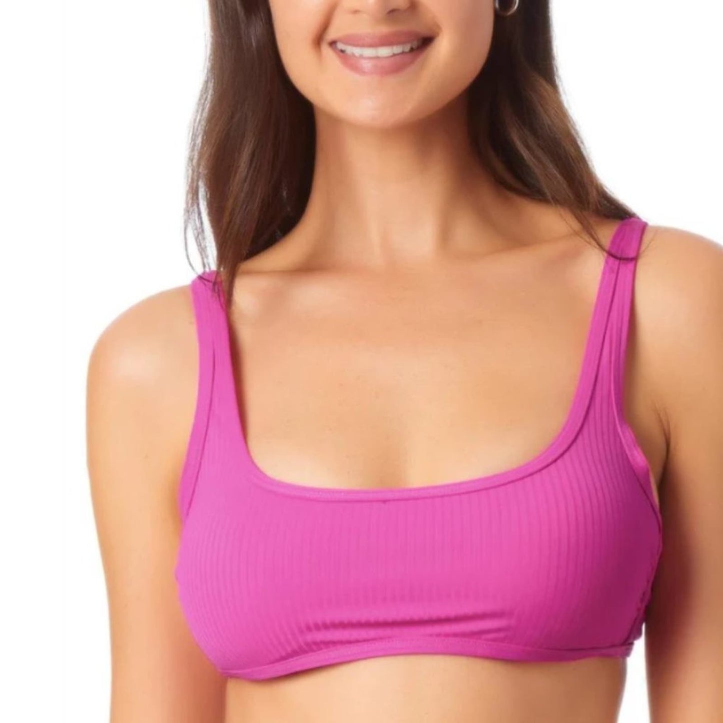 Macy's California Waves Bralette Bikini Top Color Fuchsia NWT Size Large